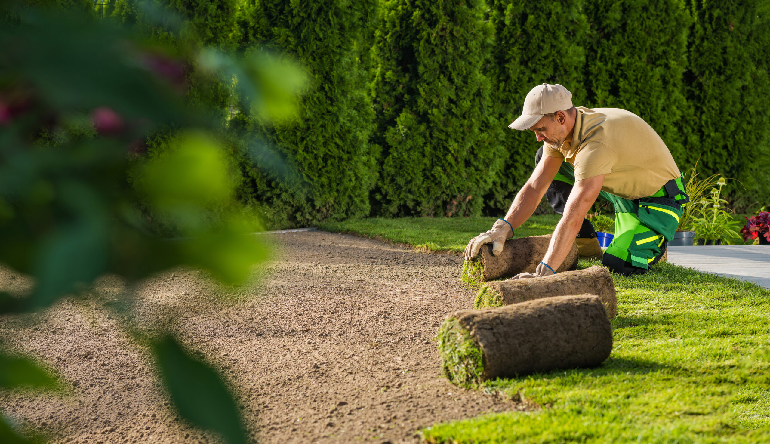 Professional landscape and hardscape installation on a Dover, MA estate property