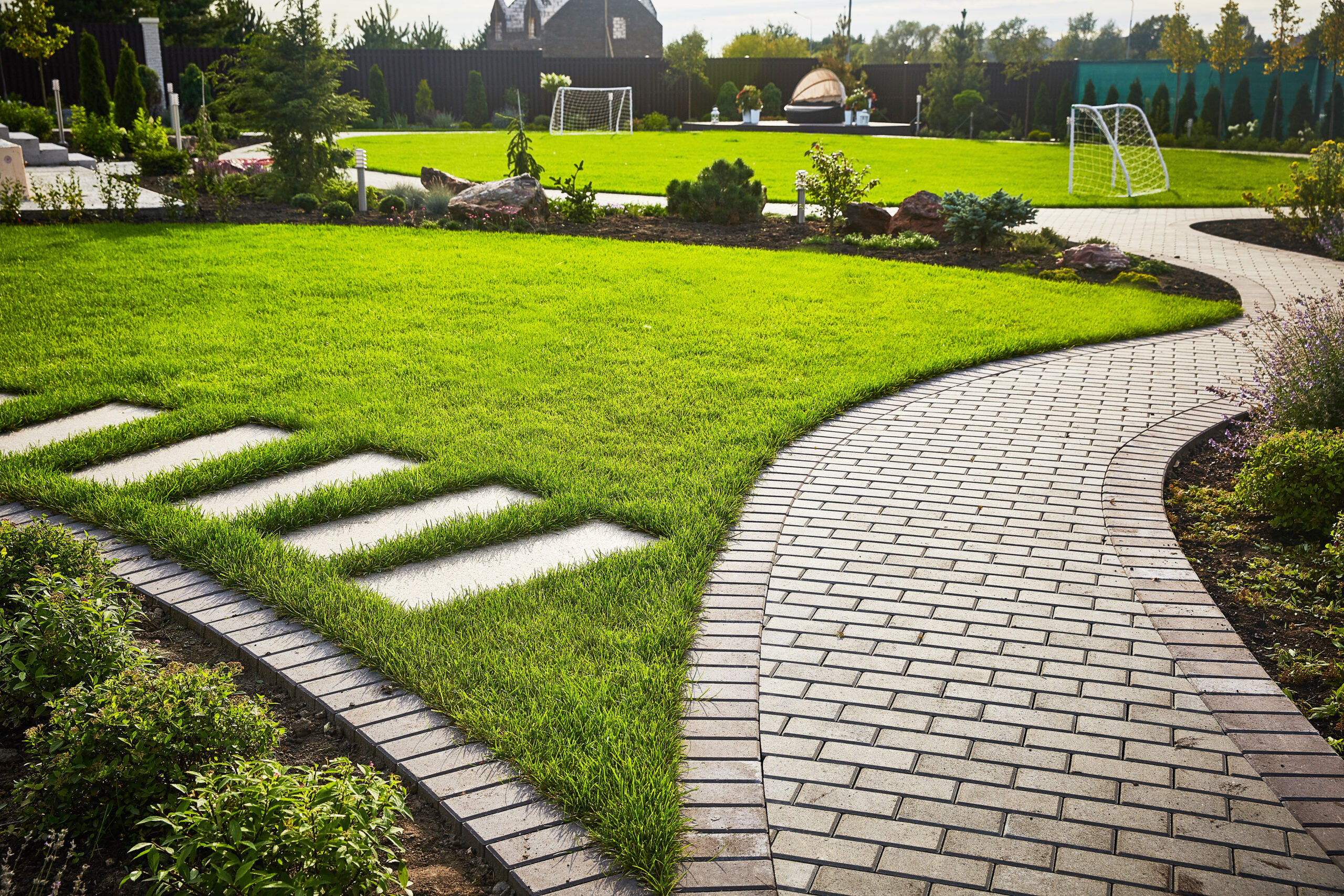 Custom landscaping and hardscape project in Hingham, MA by D & M Landscape and Construction