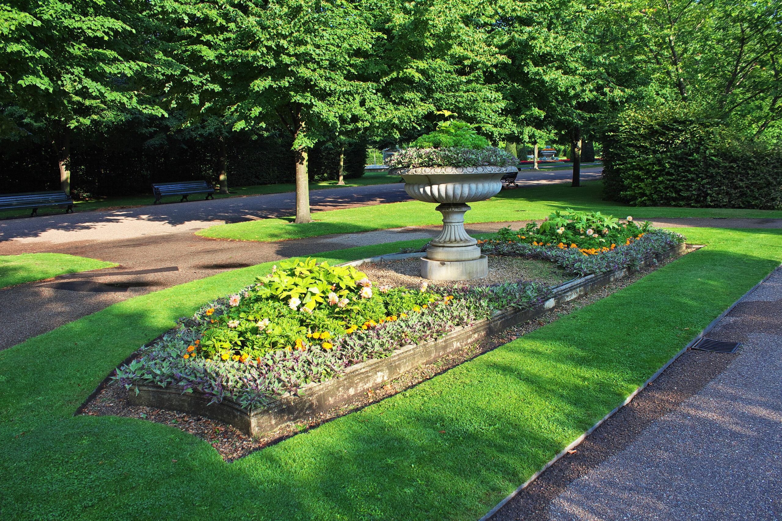 Landscaped garden beds and lawn in MetroWest