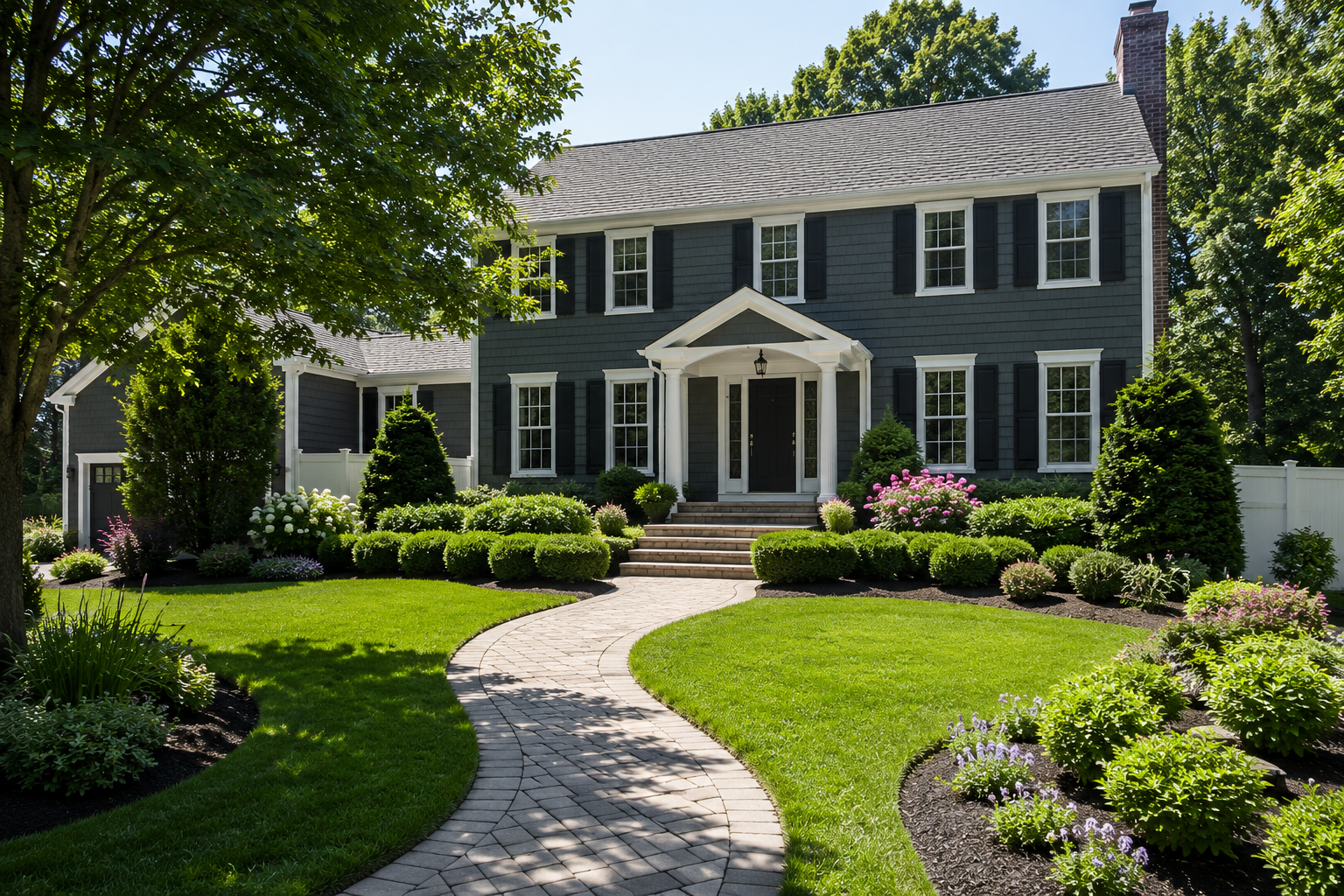 Professional landscaping on a residential property in Holliston, MA