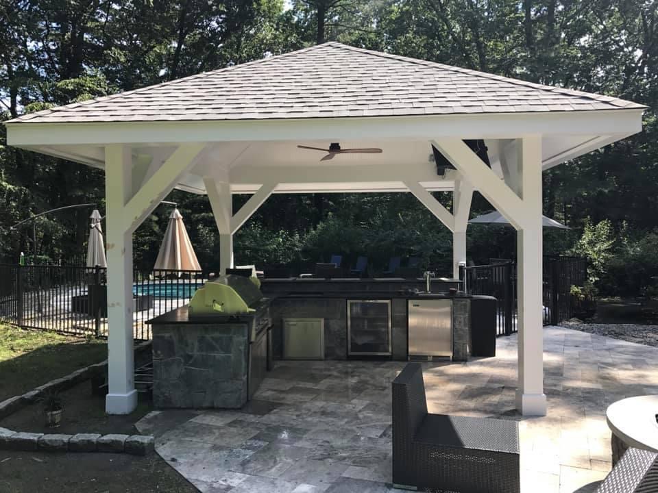 Covered outdoor kitchen pavilion
