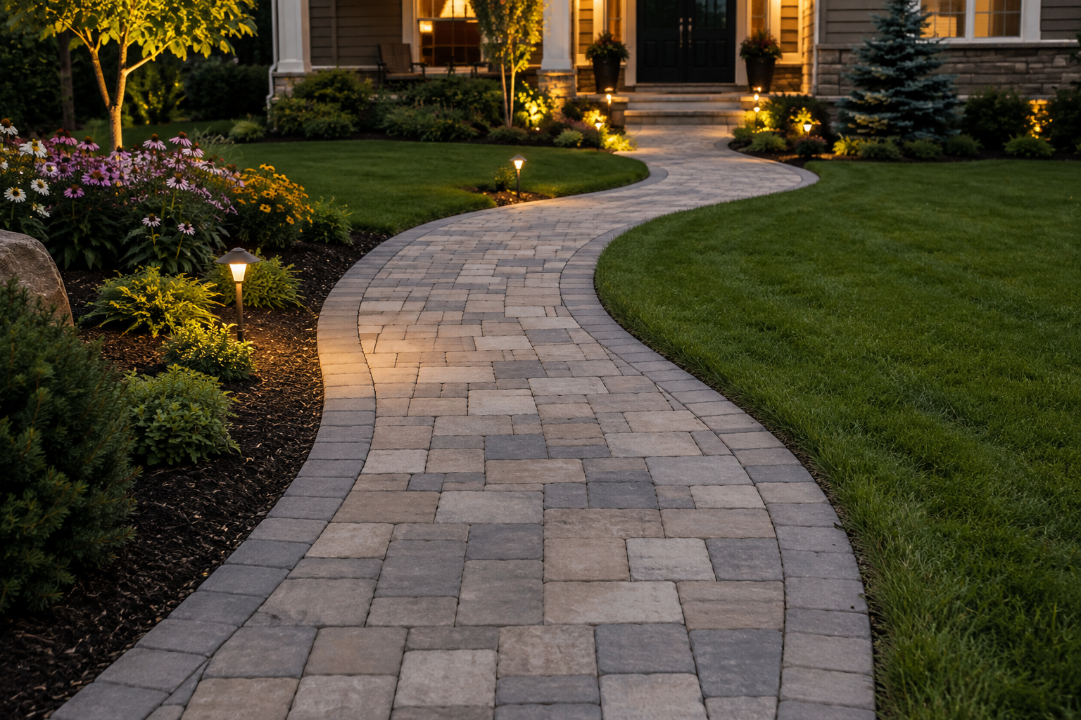 Paver driveway with clean edges